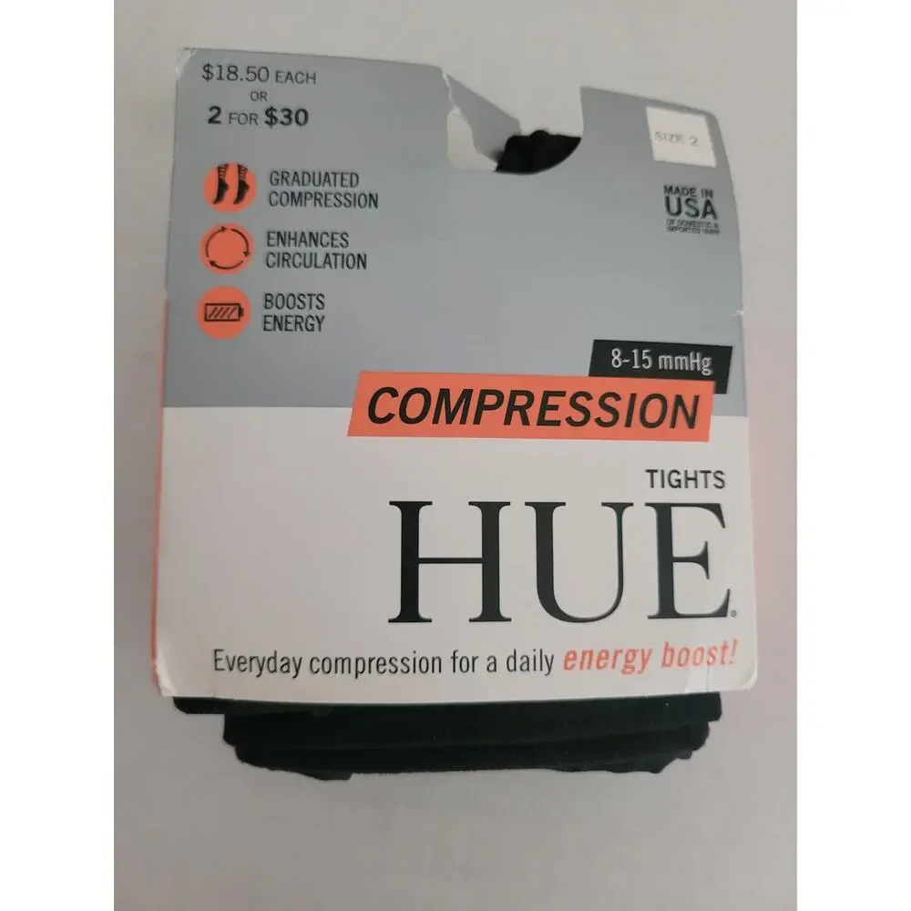 Hue Size 2 NWT! Espresso Graduated Compression Tights!‎  (X02G)